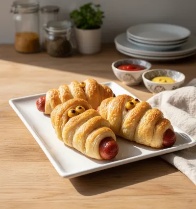Mummy Pigs in a Blanket Halloween Appetizers