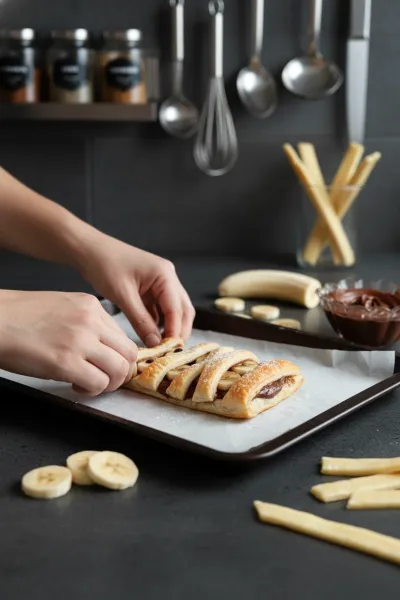 Nutella Mummy Hand Pies - cooking process