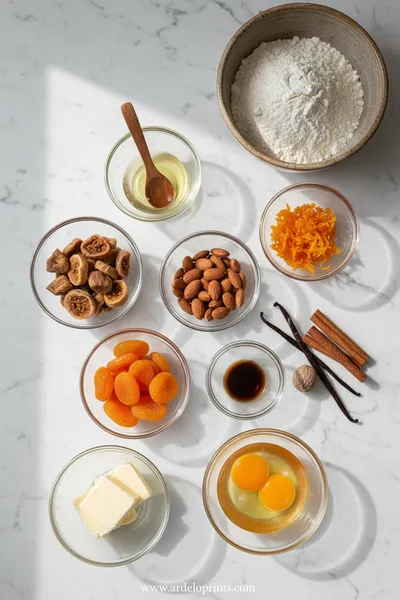 Old Fashioned German Fruit Cake - ingredients preparation