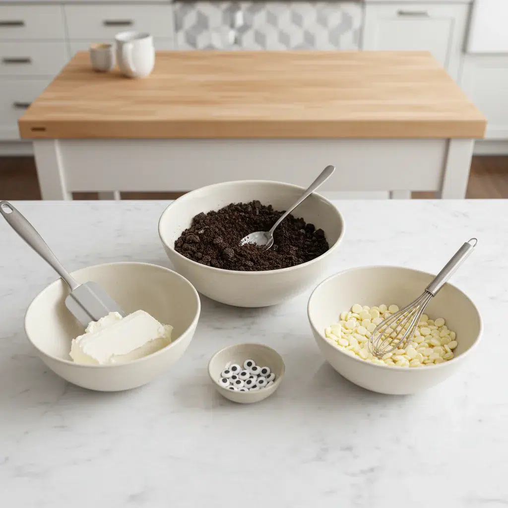 No-Bake Oreo Ghost Truffles: Spooky Halloween Treat - ingredients preparation