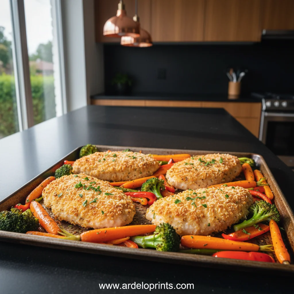 Parmesan Crusted Chicken Sheet Pan Dinner - feature image
