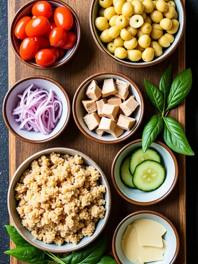 Pasta Salad with Chicken & Parmesan - ingredients preparation