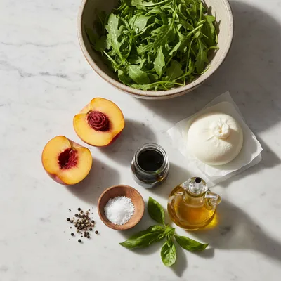 Peach Burrata Salad with Balsamic Drizzle - cooking process