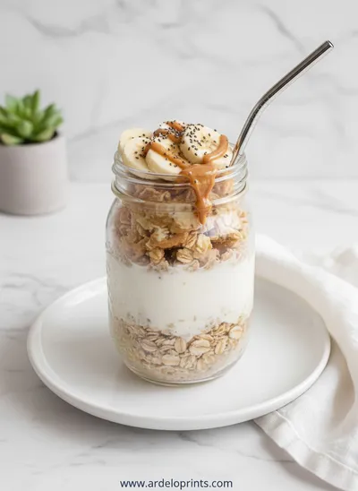 Peanut Butter Banana Overnight Oats - ready to serve