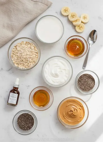 Peanut Butter Banana Overnight Oats - cooking process