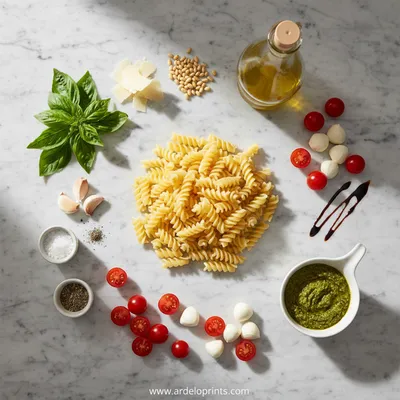 Light and Creamy Pesto Caprese Pasta Salad - cooking process