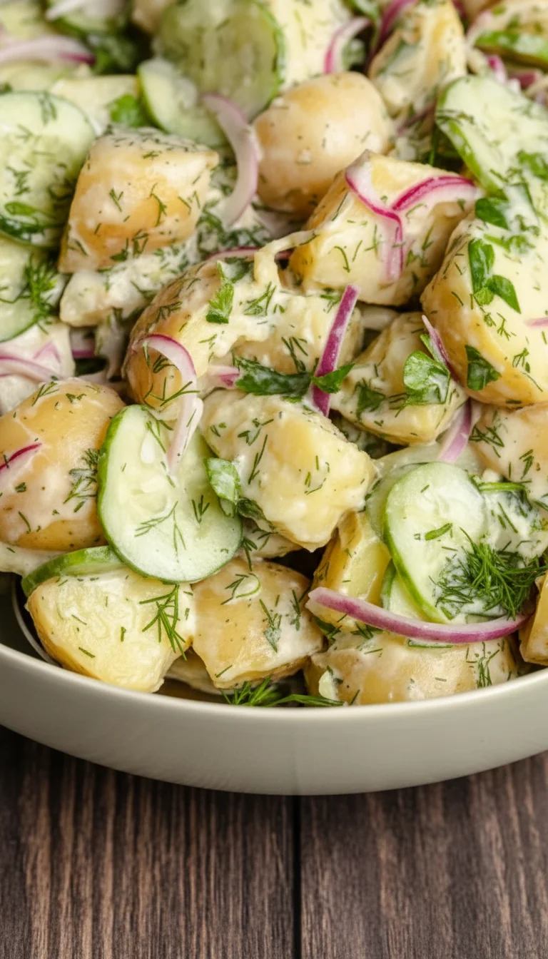 Potato Cucumber Salad with Creamy Dill Dressing - feature image