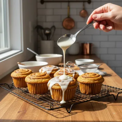 Cozy Pumpkin Cinnamon Roll Muffins Recipe - cooking process