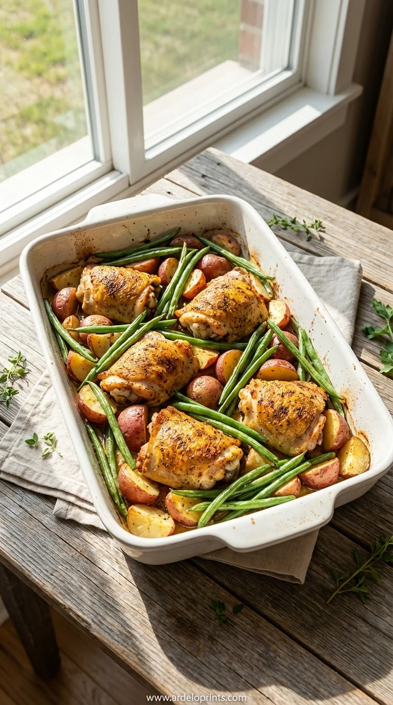 Seasoned Chicken, Potatoes and Green Beans Recipe - feature image