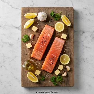 Sheet Pan Lemon Garlic Butter Salmon - cooking process