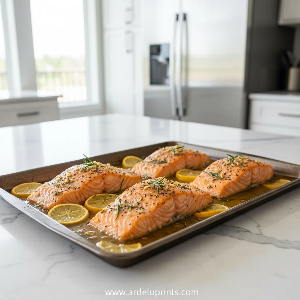 Sheet Pan Lemon Garlic Butter Salmon - feature image