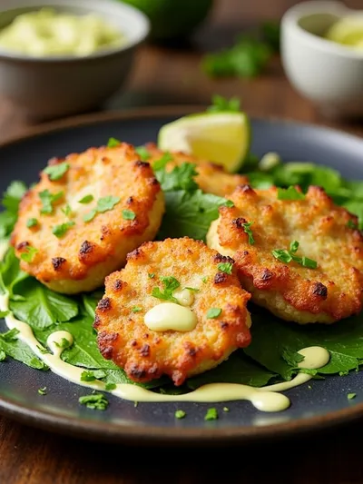 Shrimp Fritters With Lime Mayonnaise - ready to serve