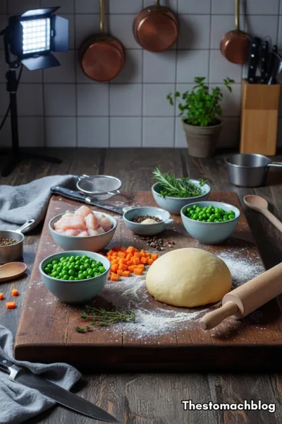 Spooky Skull Chicken Pot Pies for Halloween Dinner - ingredients preparation