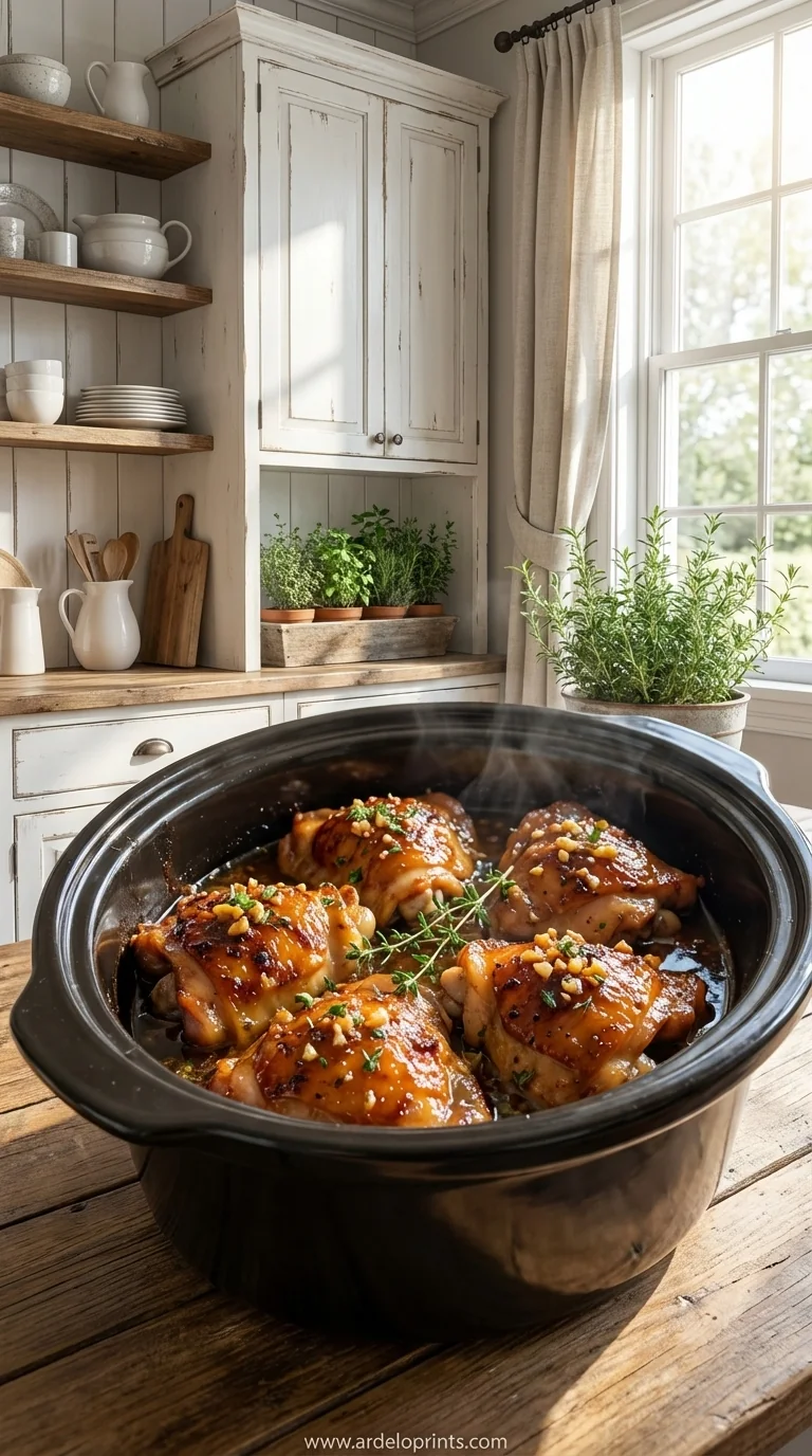Slow Cooker Brown Sugar Garlic Chicken Recipe - feature image