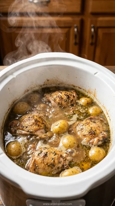Slow Cooker Chicken and Potatoes: Easy Family Meal - cooking process