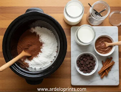 Slow Cooker Hot Chocolate - cooking process