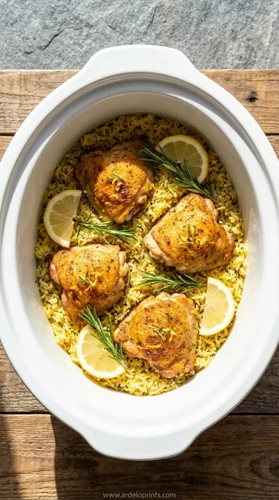Slow Cooker Lemon Herb Chicken and Rice Recipe