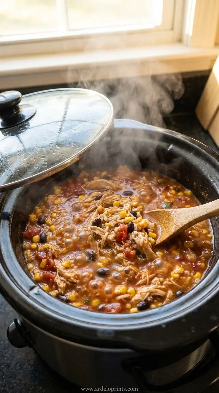 Southwest Crock Pot Chicken & Rice: Easy Recipe - cooking process