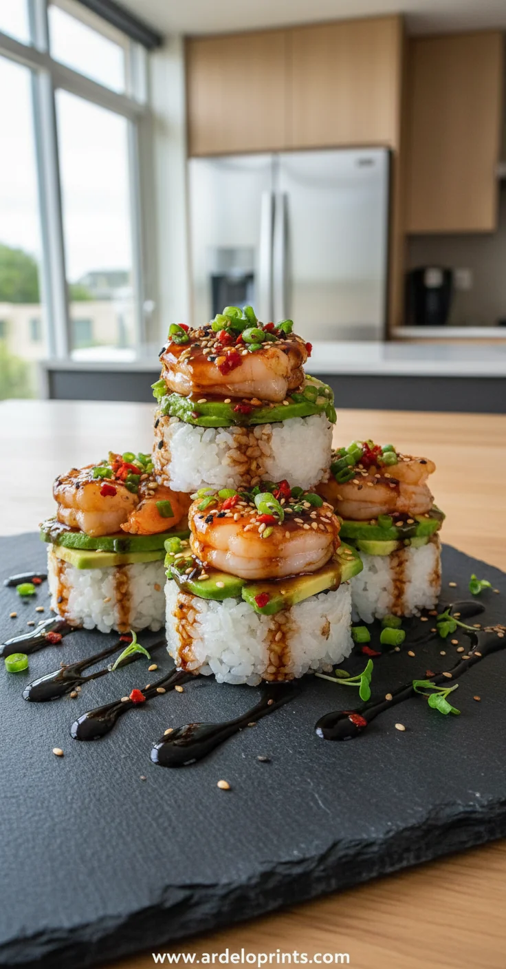 Spicy Shrimp Sushi Stacks - feature image