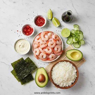 Spicy Shrimp Sushi Stacks - cooking process