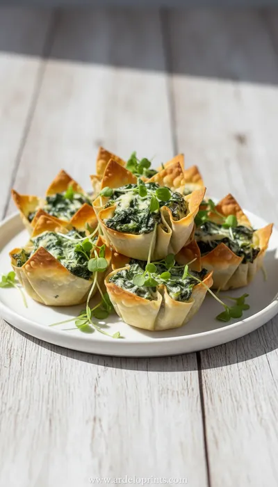 Spinach Artichoke Wonton Cups Recipe - ready to serve