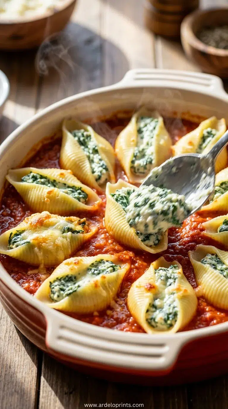 Spinach Ricotta Stuffed Shells: Easy Dinner - cooking process