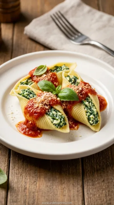 Spinach Ricotta Stuffed Shells: Easy Dinner - ready to serve