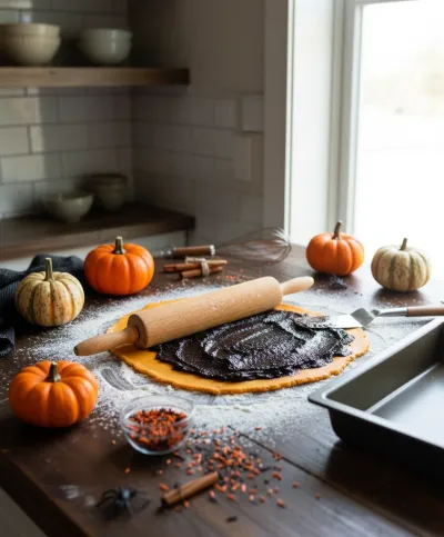 Spooky Cinnamon Rolls: Halloween Baking - cooking process
