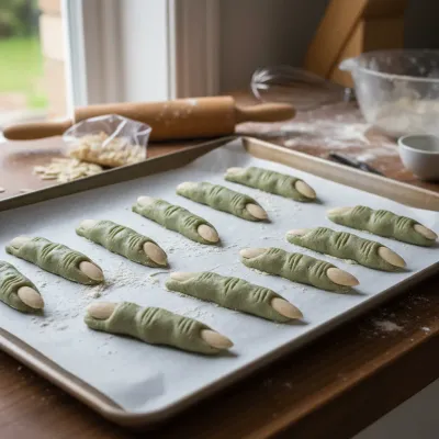 Spooky Halloween Finger Cookies: Witch Treats - cooking process