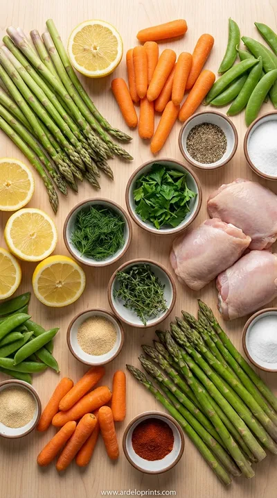 Slow Cooker Lemon Herb Chicken and Asparagus - ingredients preparation
