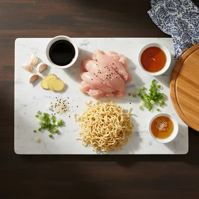 Sticky Garlic Chicken Noodles – High‑Protein Quick Dinner - cooking process