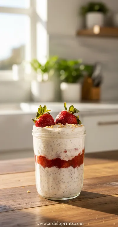 Strawberry Cheesecake Overnight Oats Recipe