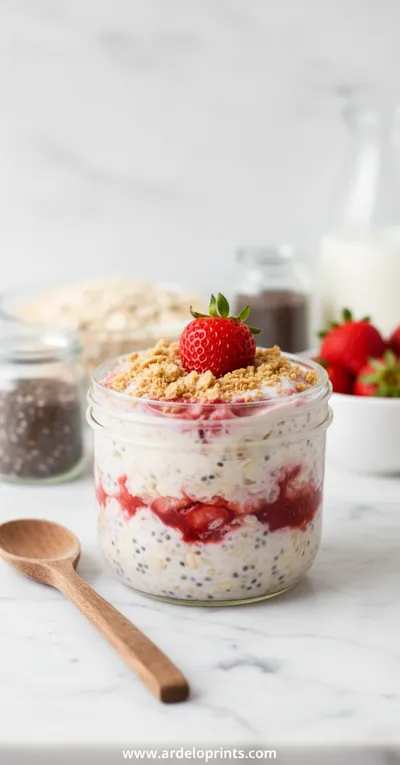 Strawberry Cheesecake Overnight Oats - ingredients preparation