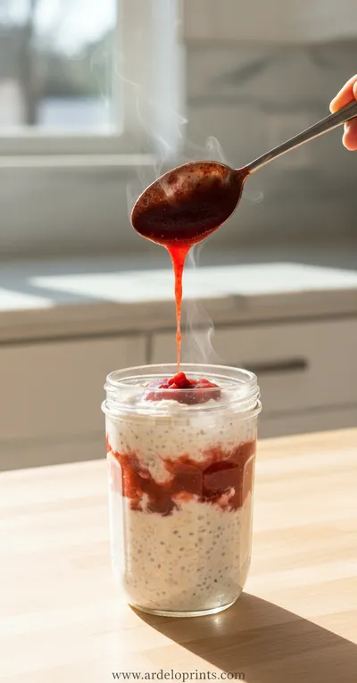 Strawberry Cheesecake Overnight Oats Recipe - cooking process