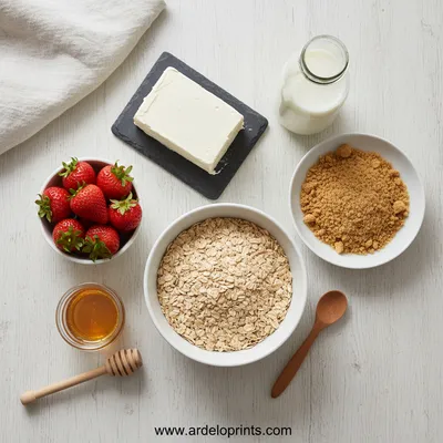 Strawberry Cheesecake Overnight Oats Recipe - ingredients preparation