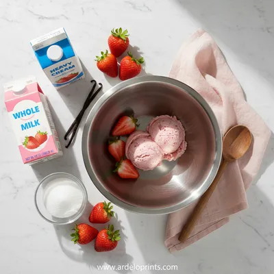 Homemade Strawberry Ice Cream Recipe - cooking process