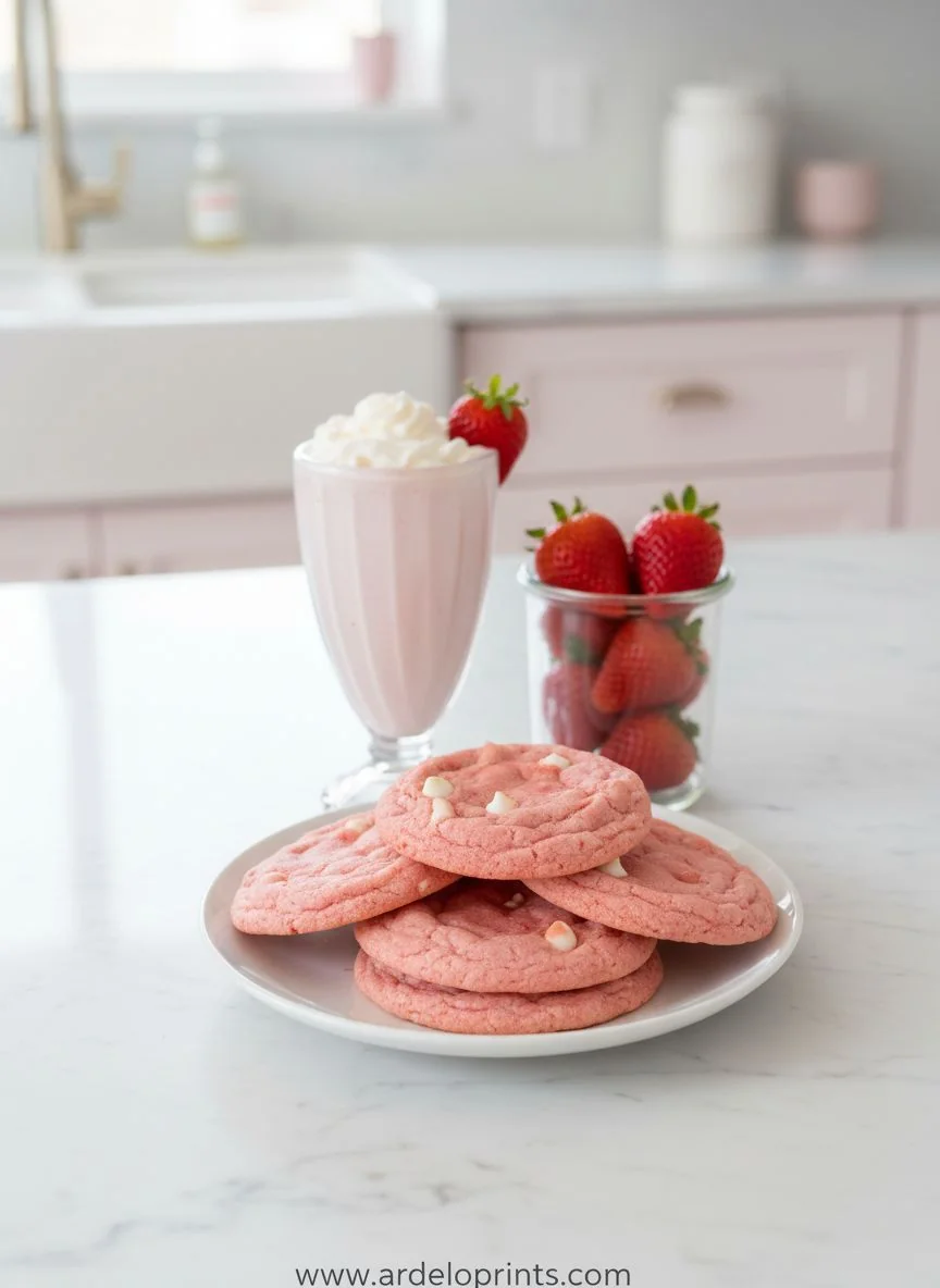 Strawberry Milkshake Cookies - feature image
