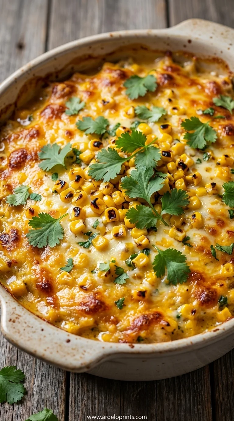 Street Corn Chicken Casserole Recipe with Creamy Sauce - feature image