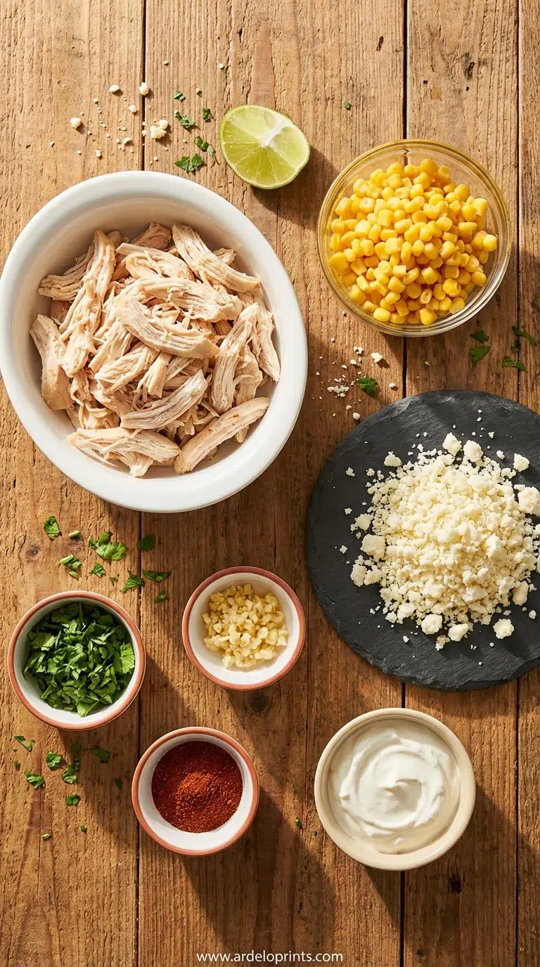 Street Corn Chicken Casserole Recipe - ingredients preparation