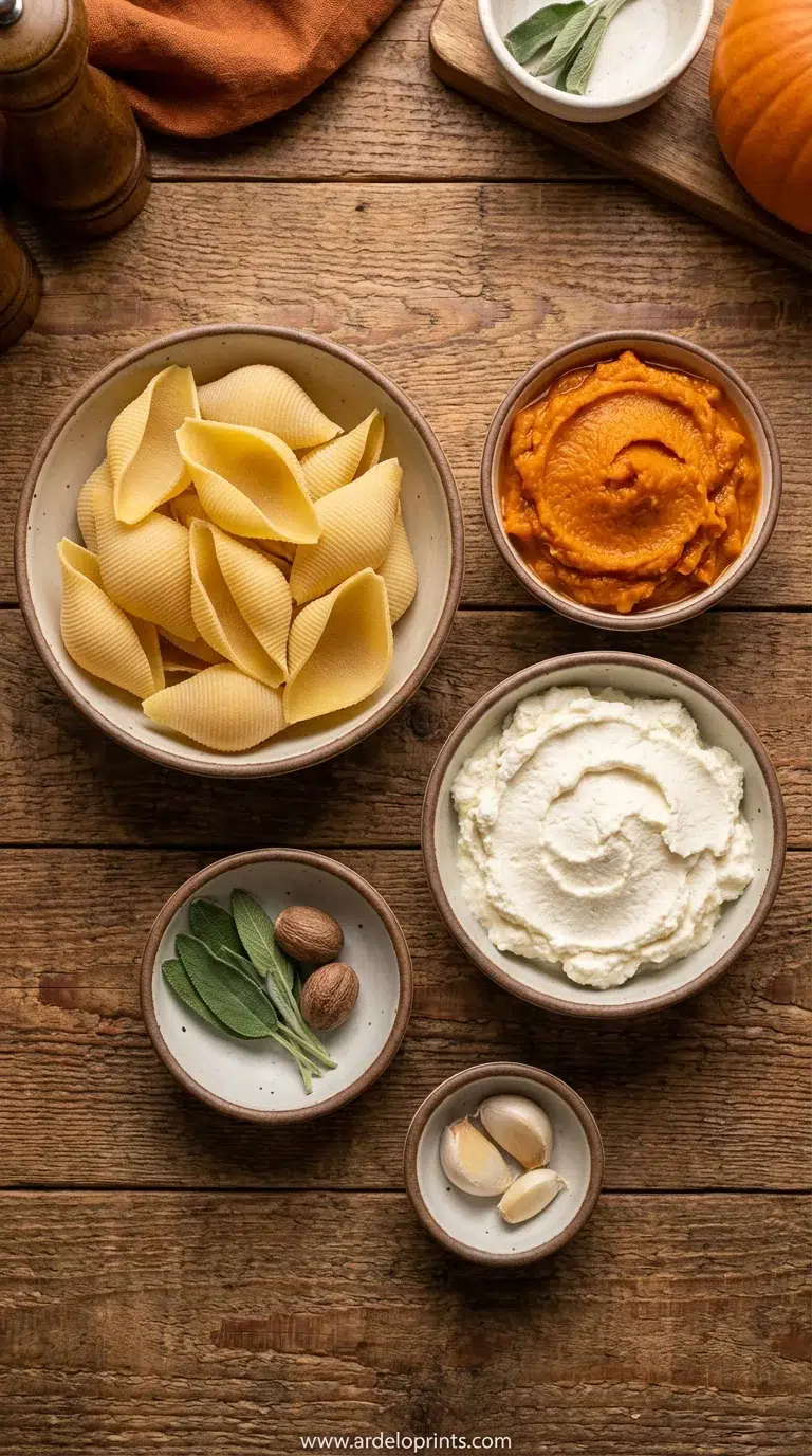 Pumpkin Cream Sauce Stuffed Shells: Cozy Recipe - ingredients preparation