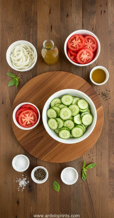 Tomato Cucumber and Onion Salad - cooking process