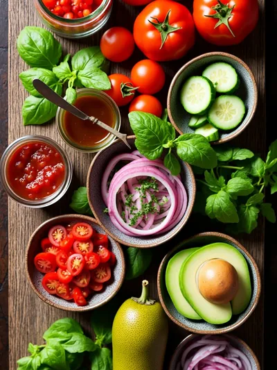 Tomato Cucumber Avocado Salad - ingredients preparation