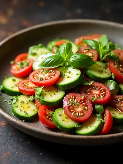 Tomato Cucumber Avocado Salad - ready to serve