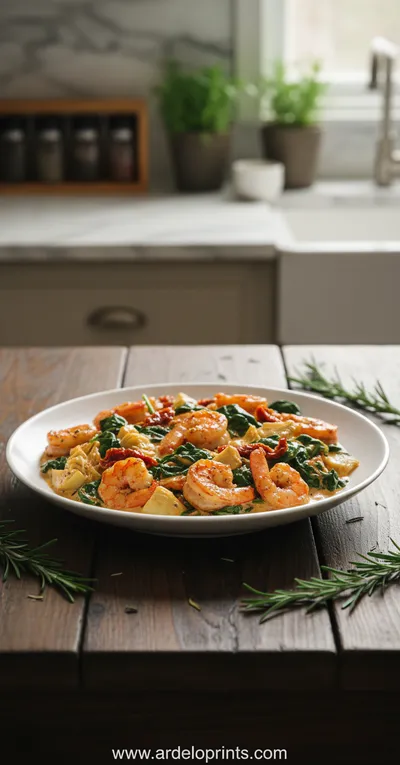 Tuscan Shrimp with Spinach, Artichokes & Sun‑Dried Tomatoes