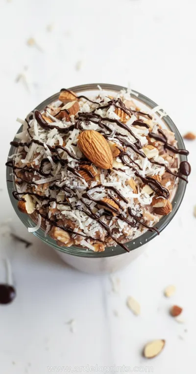 Vegan Almond Joy Overnight Oats Recipe - ready to serve