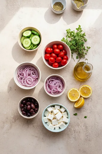 Vegan Greek Salad - cooking process