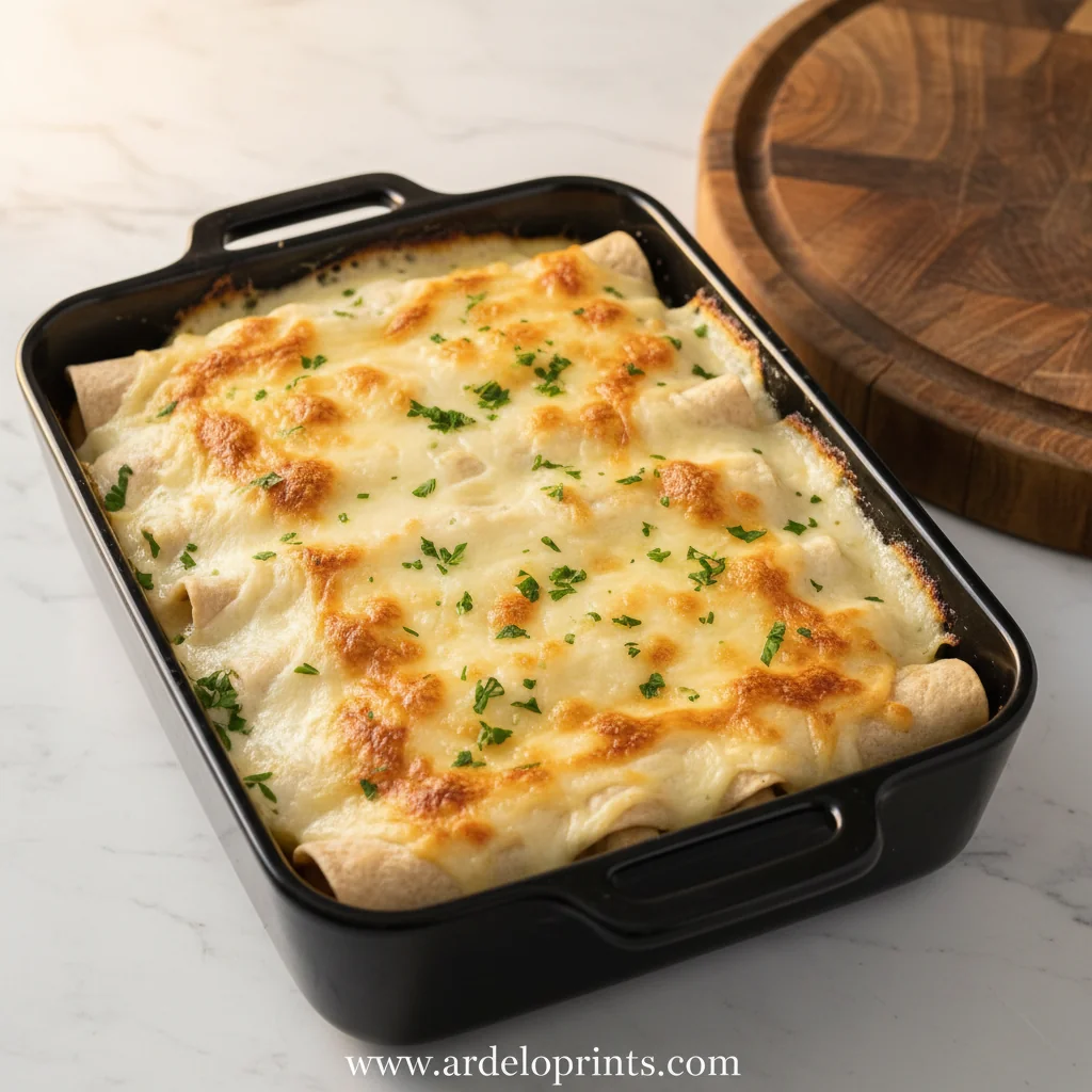 Easy White Chicken Enchiladas with Creamy Sauce - feature image
