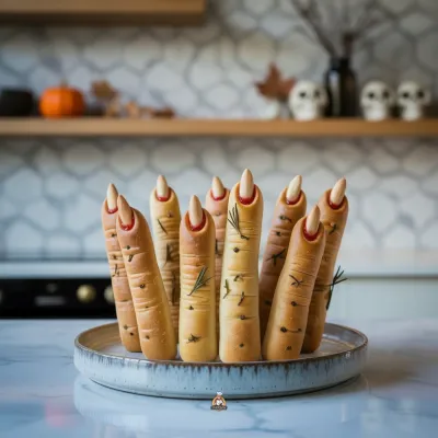 Witch Finger Breadsticks: Spooky Halloween Snack - ready to serve