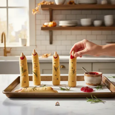 Witch Finger Breadsticks: Spooky Halloween Snack - cooking process